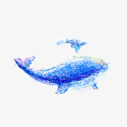 卡通手绘蓝色的海豚素材
