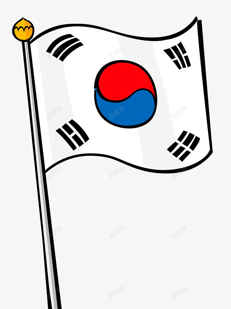 手绘韩国国旗png免抠素材_88icon https://88icon.com 卡通 国旗 手绘 旗帜 白色 矢量旗帜 竖旗 韩国