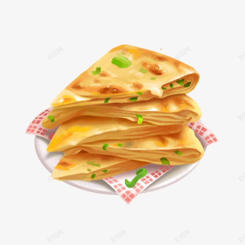 一盘葱油饼png免抠素材_88icon https://88icon.com 一盘吃的 美味葱油饼 葱油饼 食品 食物 饼