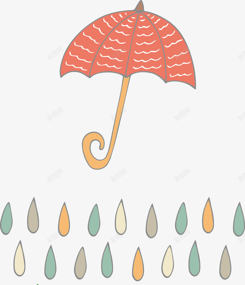 手绘雨伞雨滴png免抠素材_88icon https://88icon.com 下雨 卡通 彩色 手绘 雨伞