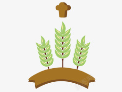 麦穗麦秆绿色清新三杆麦穗造型弧形文矢量图高清图片