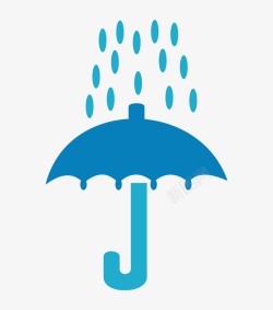 蓝色遮挡雨伞和雨标图标高清图片