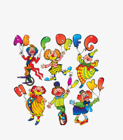 彩色六款表演小丑集合素材