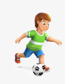 卡通男生踢足球素材