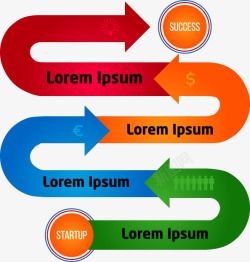 彩色箭头流程图素材