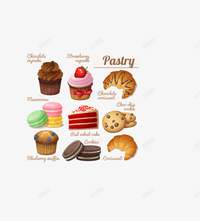 彩色食物甜点面包矢量图eps免抠素材_88icon https://88icon.com 彩色甜点面包 甜点 矢量甜点面包 面包 食物 矢量图