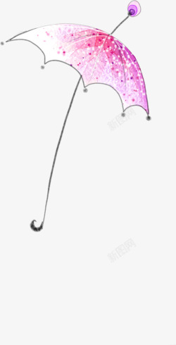 手绘唯美紫色雨伞素材