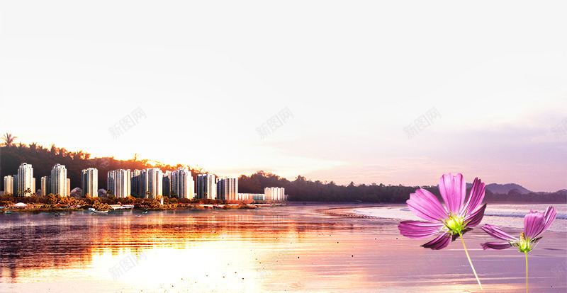 地产元素晚霞png免抠素材_88icon https://88icon.com 地产元素晚霞 海报元素 湖水 湖畔 湖面 花卉 花朵