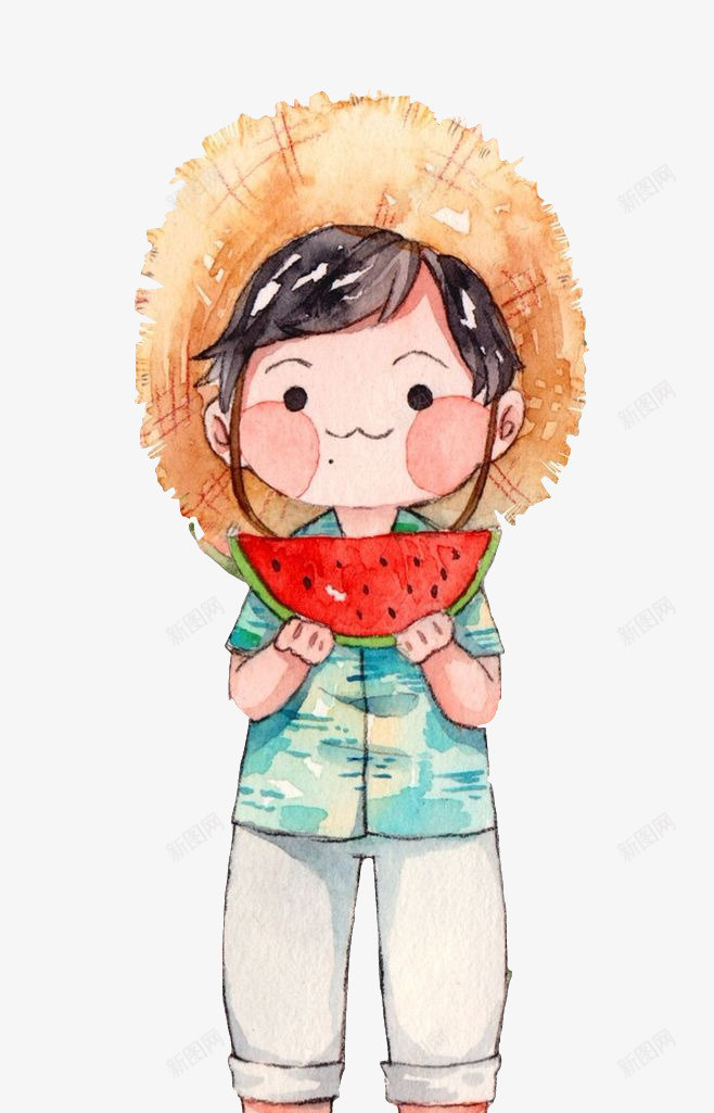 卡通手绘吃瓜的女孩png免抠素材_88icon https://88icon.com 创意 动漫动画 卡通手绘 可爱的女孩 吃瓜的女孩 简约