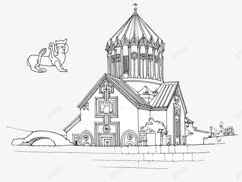 欧式庄园城堡建筑手绘线描图案png免抠素材_88icon https://88icon.com 图案 城堡 建筑 手绘风格 欧式庄园 线描