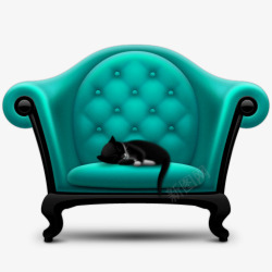 熟睡的猫咪青色沙发高清图片