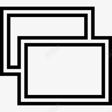 长方形几何石膏两个重叠的矩形框的轮廓图标图标