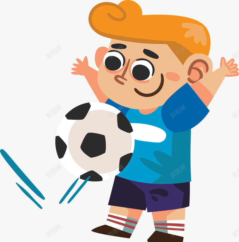 卡通孩子踢足球png免抠素材_88icon https://88icon.com 卡通有趣 卡通足球 矢量图案 踢足球 运动 锻炼