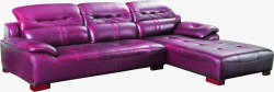 室内简约摄影紫色的皮质沙发素材