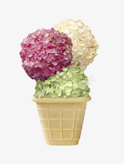 三色手工冰淇淋球素材