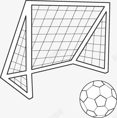 足球世界杯手绘足球和球门图标图标