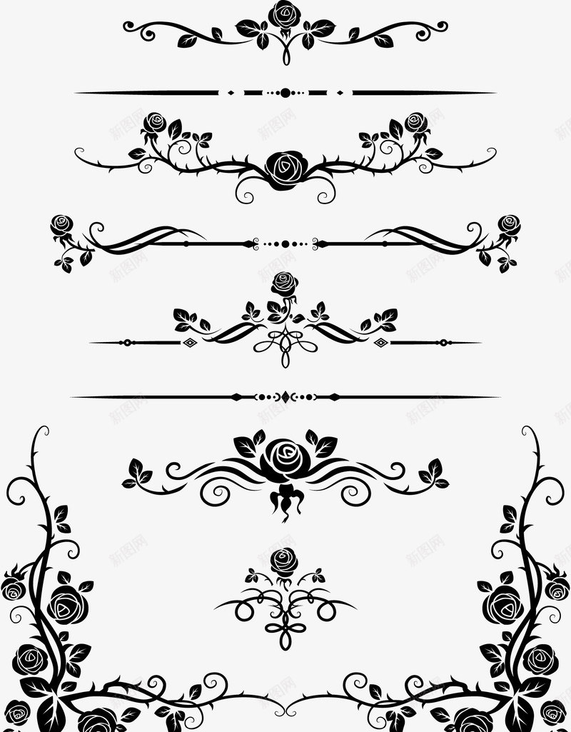 复古经典黑色花纹矢量图ai免抠素材_88icon https://88icon.com 复古 经典 花纹 黑色 矢量图