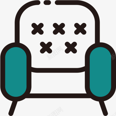 座椅绿色手绘圆角沙发元素矢量图图标图标
