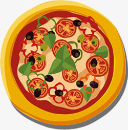手绘西餐番茄披萨素材