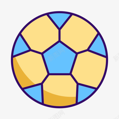 彩色多边形足球元素矢量图图标图标
