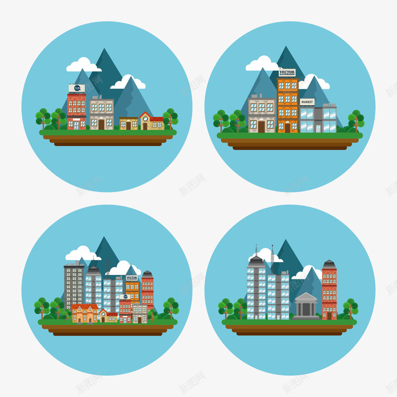 城市建筑png免抠素材_88icon https://88icon.com 卡通建筑 地产 城市建筑 房子 标签