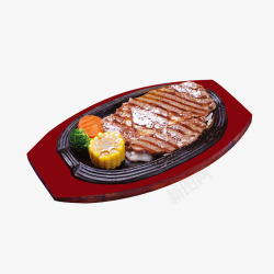 红色铁板沙朗牛排西餐食品素材