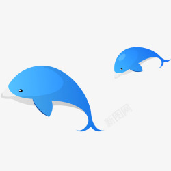 蓝色的海豚矢量图素材