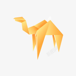 橙色的折纸骆驼矢量图素材