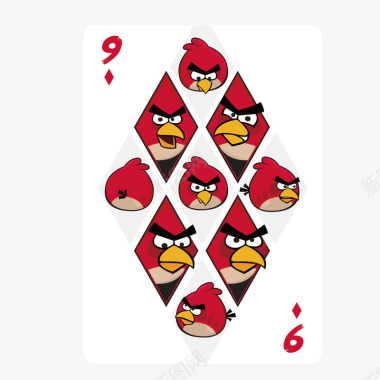 扑克花色红色九个方片图标图标