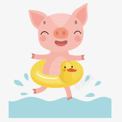 猪年本命年游泳的小猪矢量图高清图片