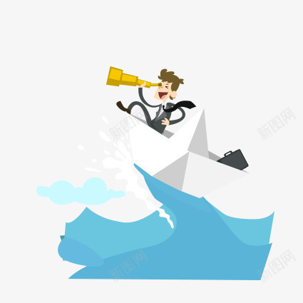 卡通航海png免抠素材_88icon https://88icon.com 人物 出游 卡通 浪花 航海 船