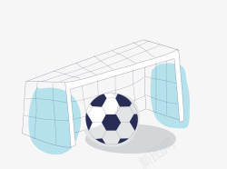 足球和足球网手绘图素材