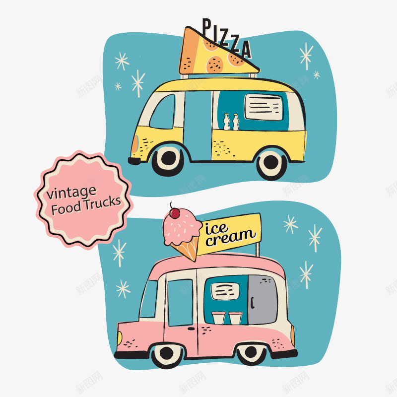 食物巴士车png免抠素材_88icon https://88icon.com 冰淇淋 卡通 披萨 甜点 餐车