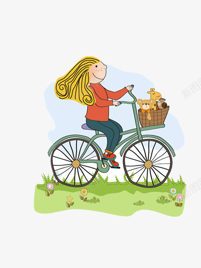 骑自行车的小女孩png免抠素材_88icon https://88icon.com 小女孩 春日 春日郊游 自行车 野外踏青