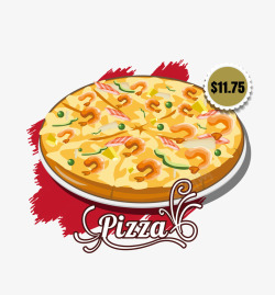 西餐披萨菜谱矢量图素材