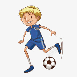 卡通男孩踢足球运动矢量图素材