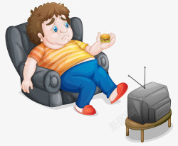 大肚子男人坐在沙发看电视素材