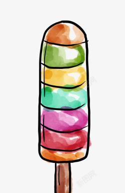 手绘彩色冰棒素材