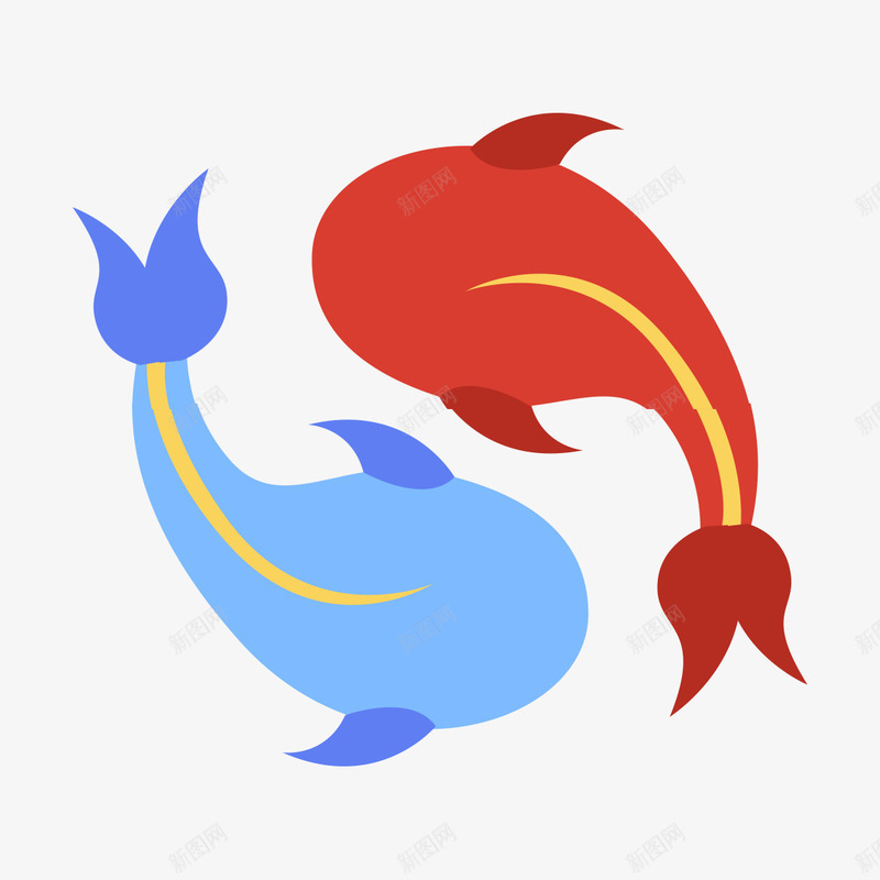 卡通海豚png免抠素材_88icon https://88icon.com 动物 卡通 平面 手绘 海豚 红色 蓝色 装饰 鱼类