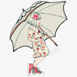 伞下的女孩打雨伞的女孩矢量图高清图片