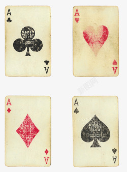 四种不同花色的扑克素材