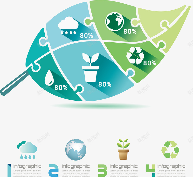 树叶拼图信息图表png免抠素材_88icon https://88icon.com 信息图表 分类 树叶 树叶拼图 步骤图 矢量png