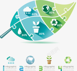 树叶拼图信息图表素材
