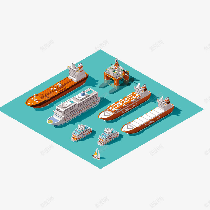 运输货轮png免抠素材_88icon https://88icon.com 交通工具 海上运输 航海 航行 轮船