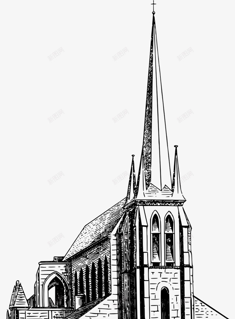 白描建筑png免抠素材_88icon https://88icon.com 地产 外国风格 建筑 教堂