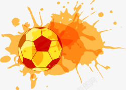 橙色水彩足球和墨迹矢量图素材
