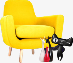 黄色沙发天猫海报素材
