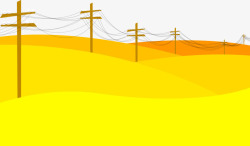 高架线卡通金黄色的麦田高清图片