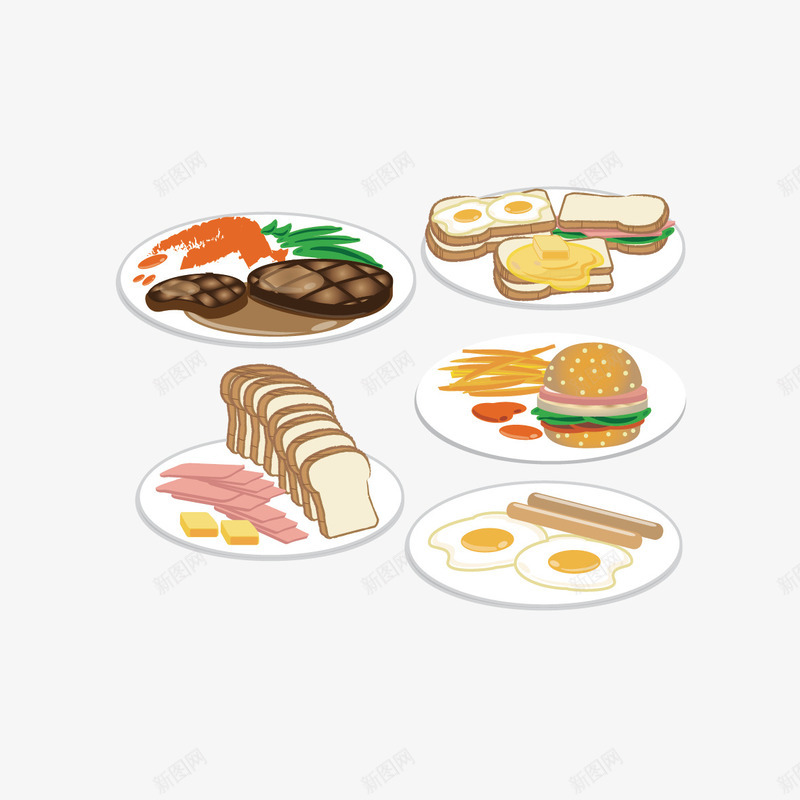 西餐美食png免抠素材_88icon https://88icon.com 汉堡 牛排 面包片 鸡蛋