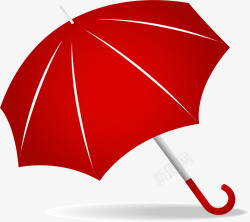 手绘红雨伞矢量图素材